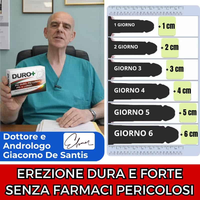 Dottore con prodotto Duro+ per problemi di erezione e misurazione dei progressi.