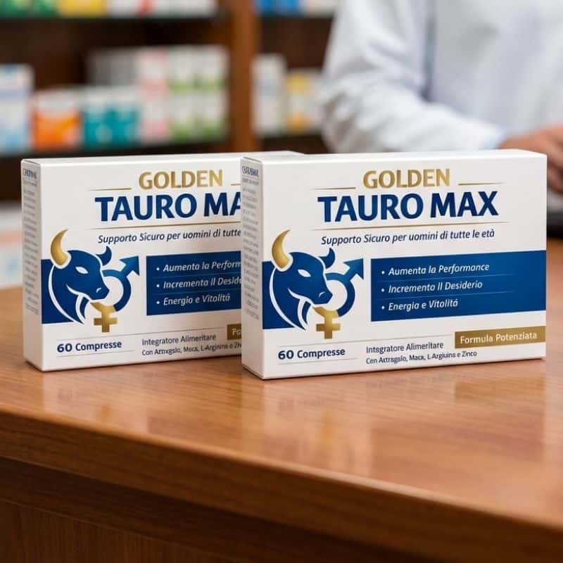 Integratore alimentare GOLDEN TAURO MAX 2x1 con taurina e zinco.