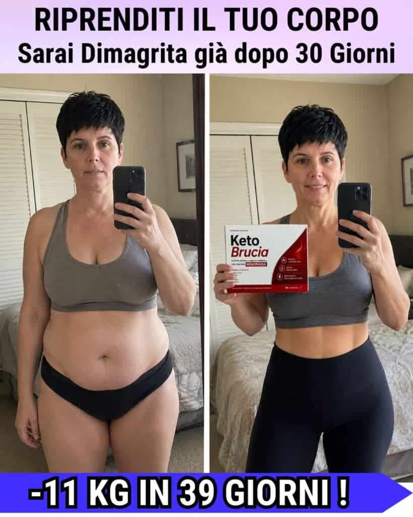 Donna prima e dopo la perdita di peso con Keto Brucia.