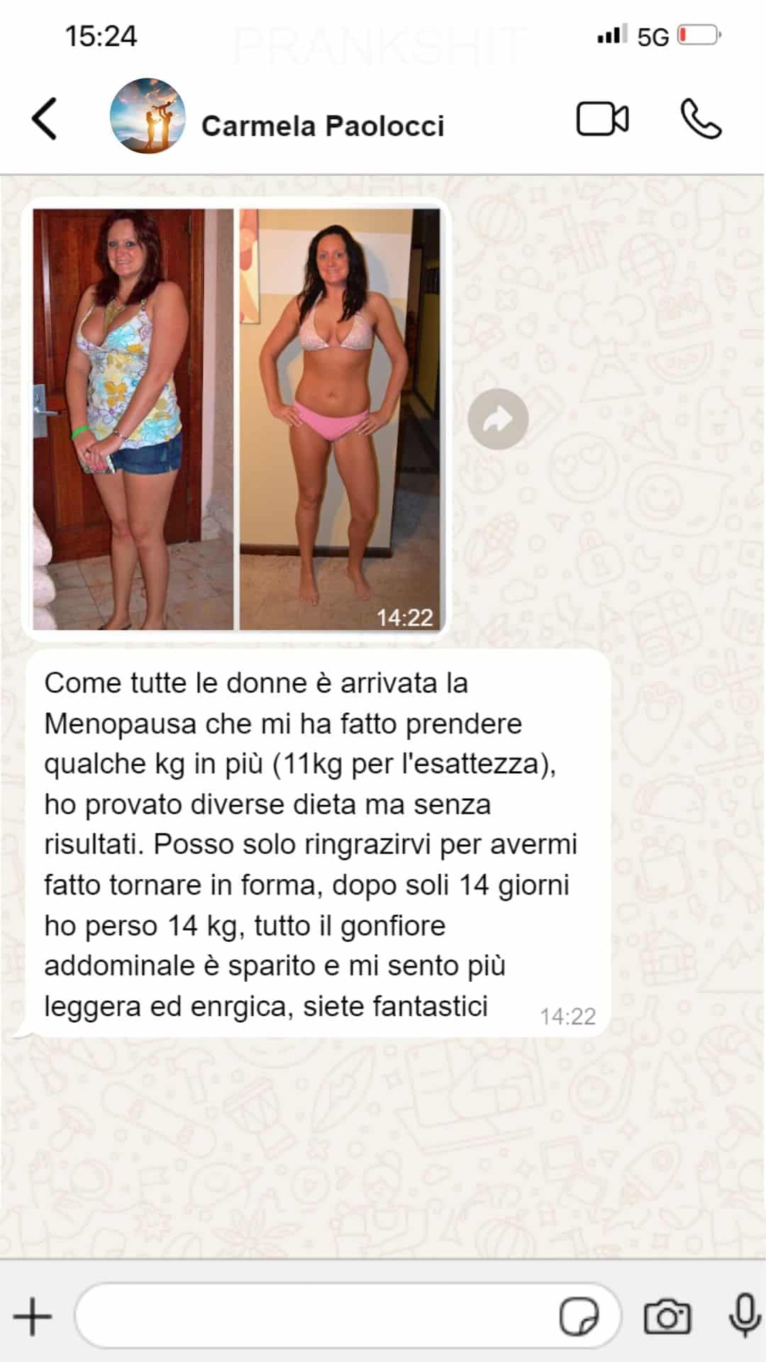 Donna prima e dopo la perdita di peso durante la menopausa.