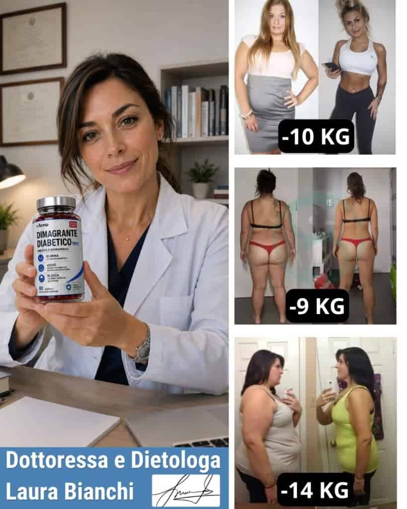 Dottoressa Laura Bianchi con integratore dimagrante per diabete.