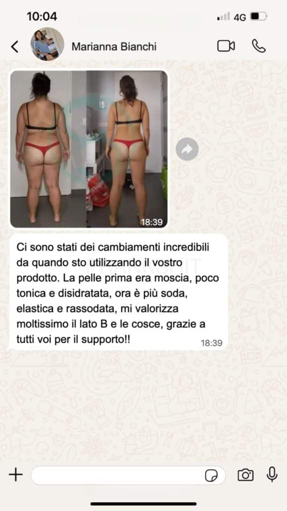 Prima e dopo l'uso del prodotto per la perdita di peso e tonificazione.