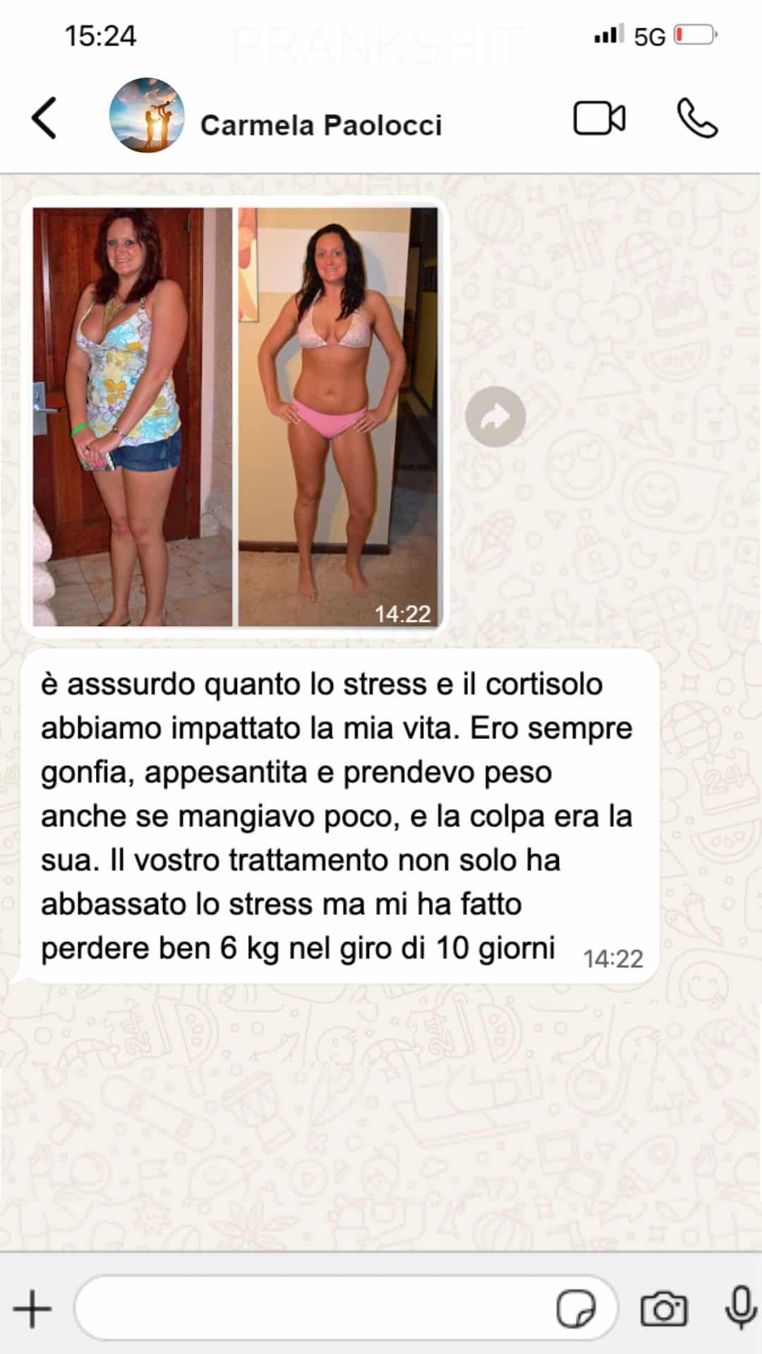 Prima e dopo l'uso di SpiruLine 1x per perdita di peso.