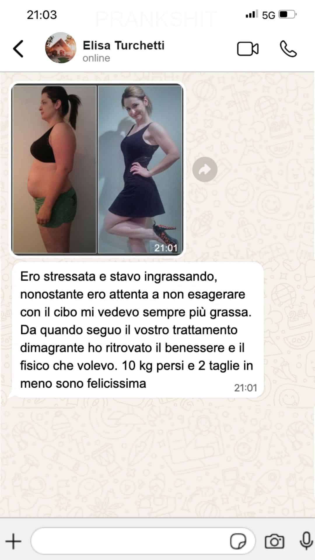 Prima e dopo il trattamento SpiruLine 1x per perdita di peso.
