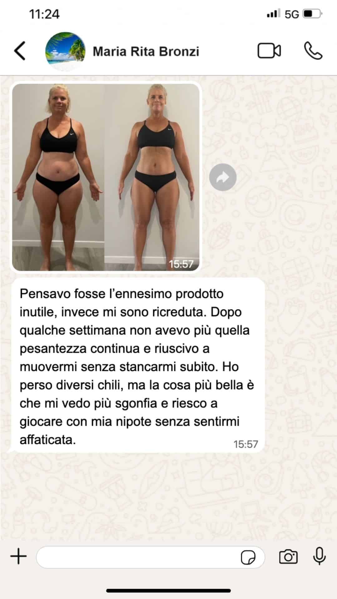 Prima e dopo l'uso di Spirulina Ultra per perdita di peso.