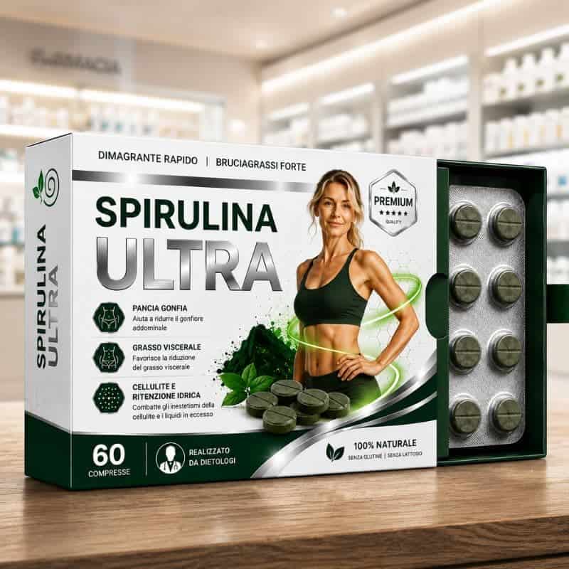 Integratore di spirulina ultra con 60 compresse, naturale e di alta qualità.
