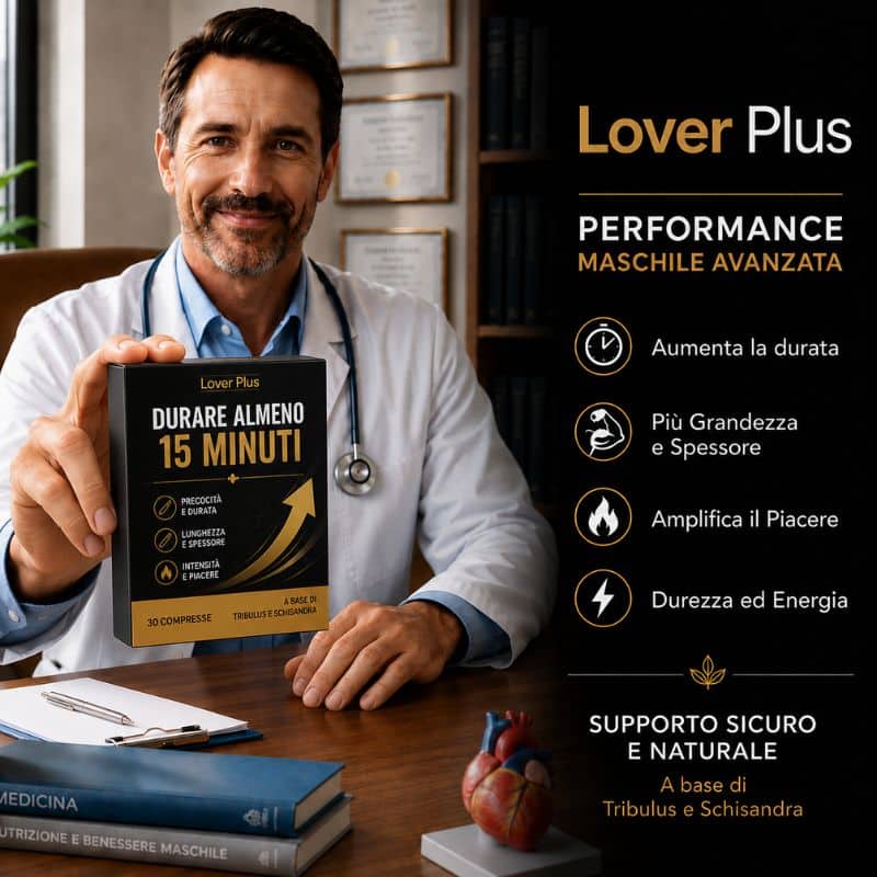 Uomo sorridente con prodotto Lover Plus 1x per miglior performance maschile.